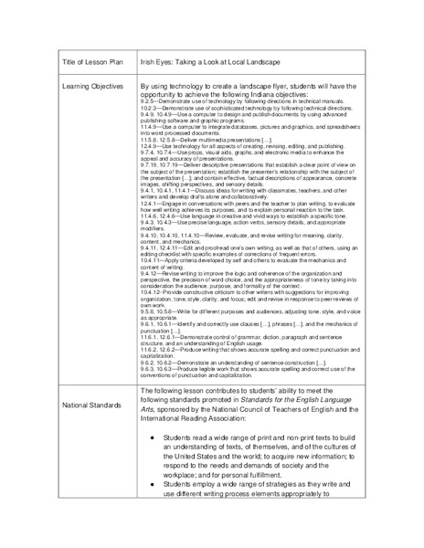 Irish Eyes: Taking a Look at Local Landscape Lesson Plan