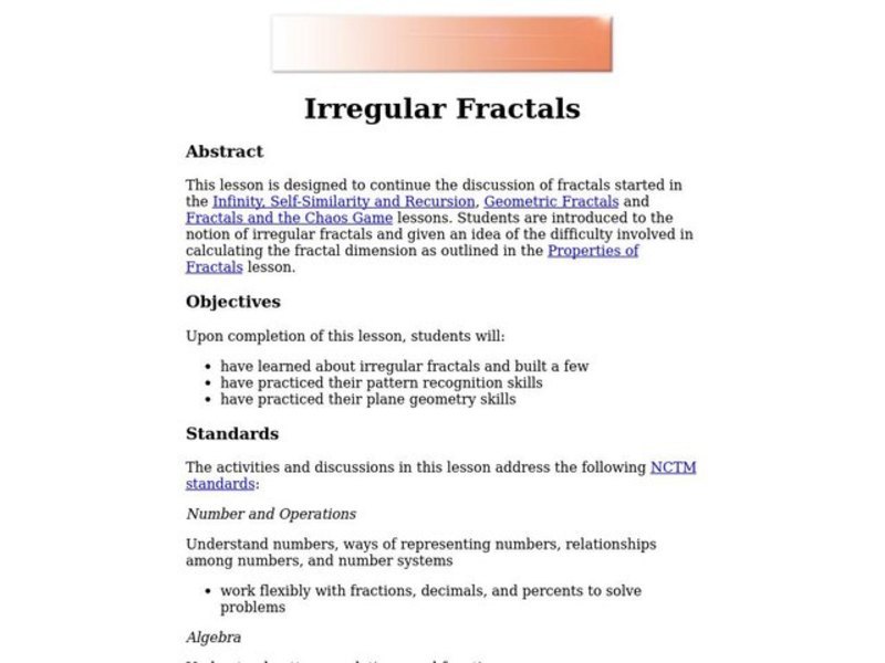 Irregular Fractals Lesson Plan