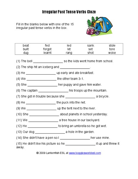 Irregular Past Tense Worksheet