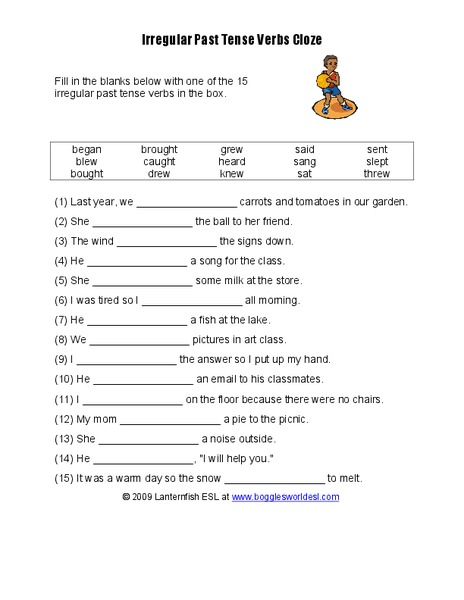 Irregular Past Tense Verbs Worksheet