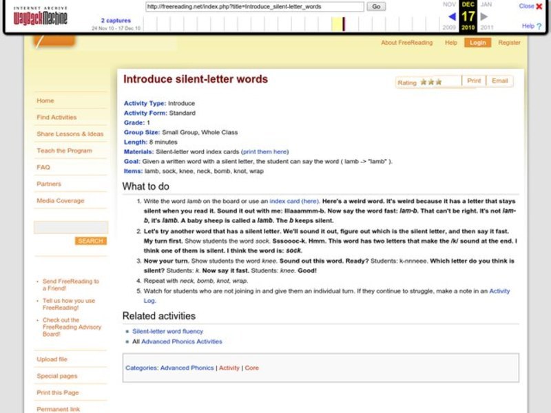Introduce silent-letter words Lesson Plan