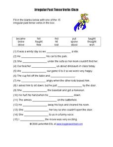 Irregular Past Verb Tense Worksheet