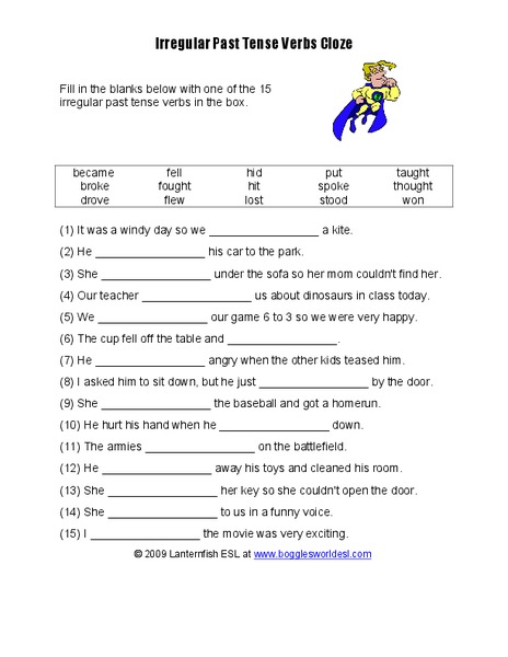 Irregular Past Verb Tense Worksheet
