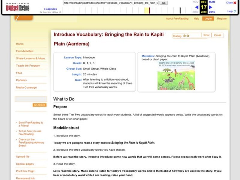 Introduce Vocabulary: Bringing the Rain to Kapiti  Lesson Plan