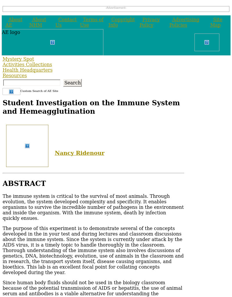 Student Investigation on the Immune System and Hemeagglutination Lesson Plan