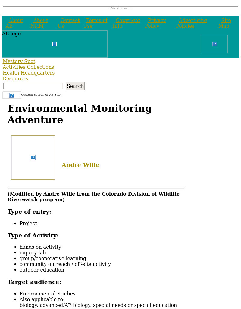 Environmental Monitoring Adventure Lesson Plan