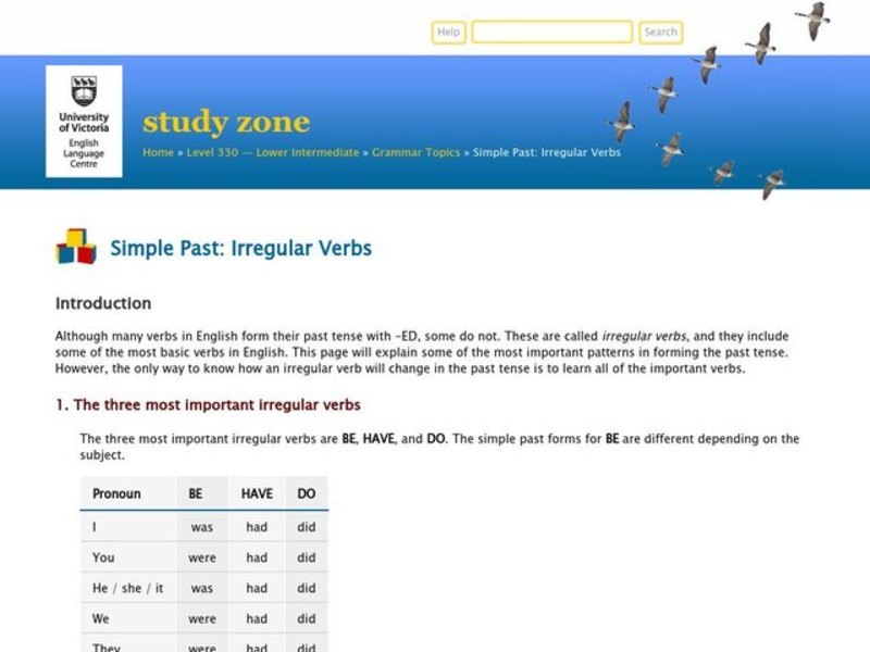 Irregular Verbs Worksheet