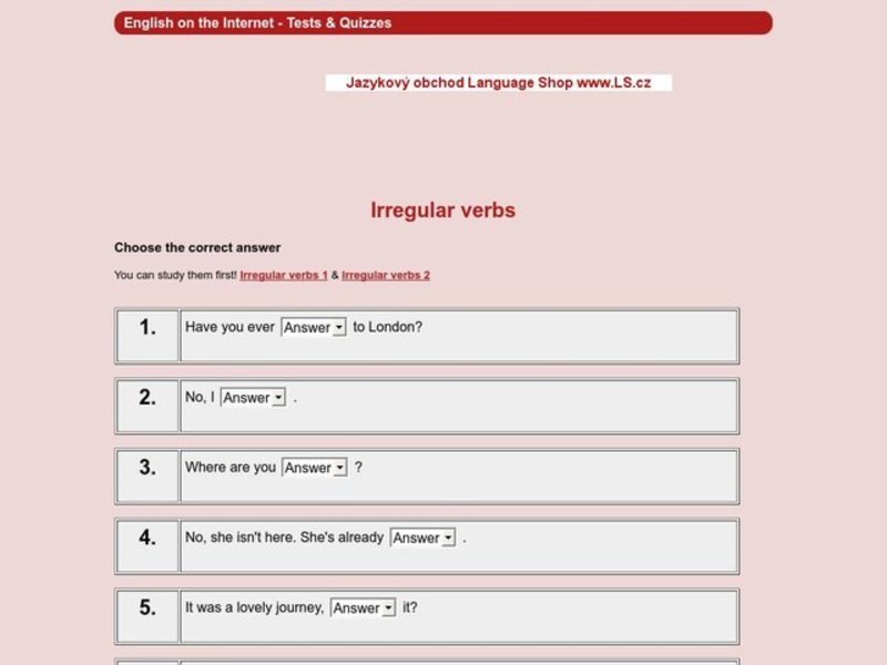 Irregular Verbs Interactive