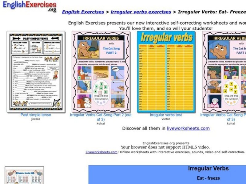 Irregular Verbs Worksheet