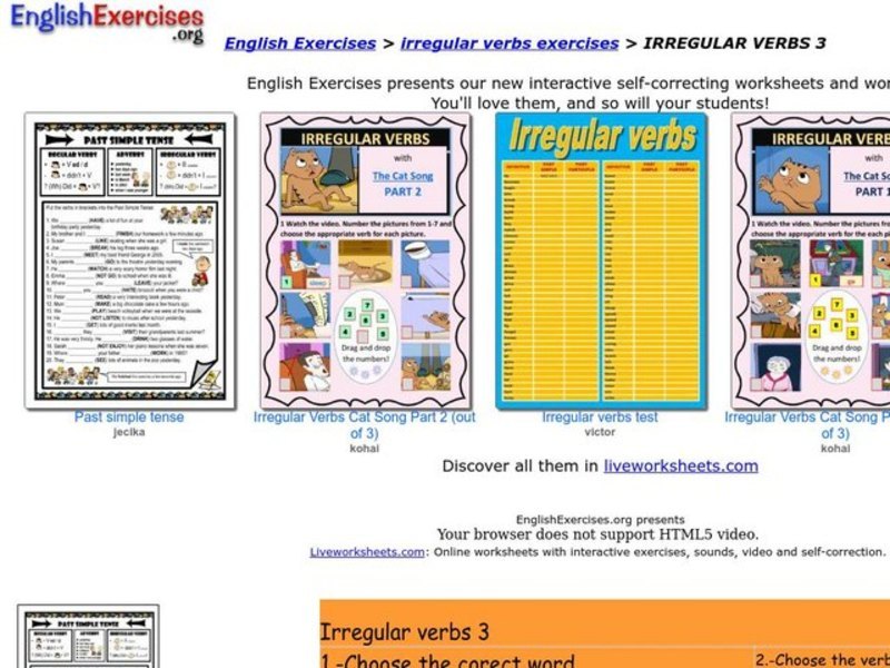 Irregular Verbs Worksheet
