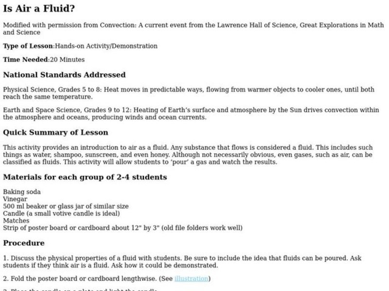 Is Air a Fluid? Lesson Plan