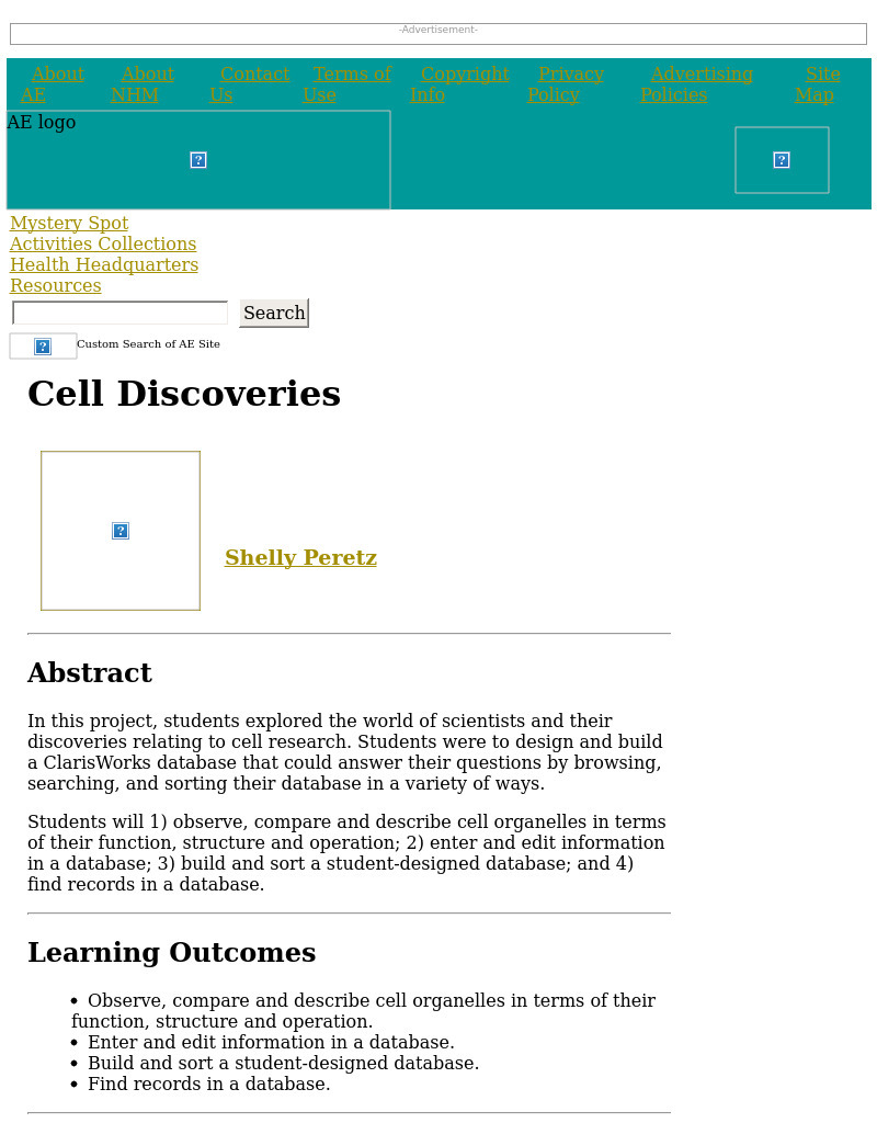 Cell Discoveries Lesson Plan