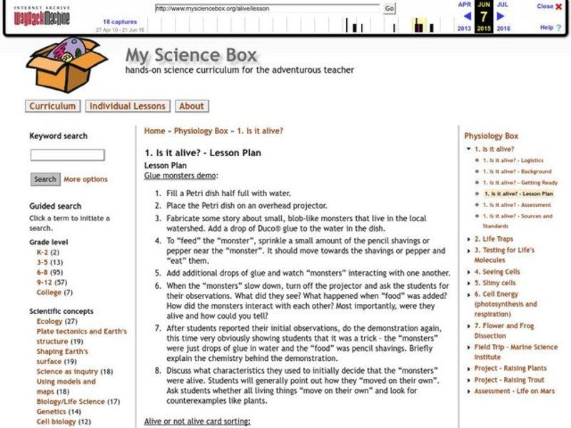 Is It Alive? Lesson Plan