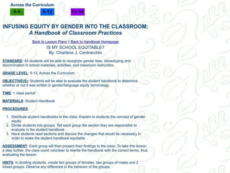 IS MY SCHOOL EQUITABLE? Lesson Plan