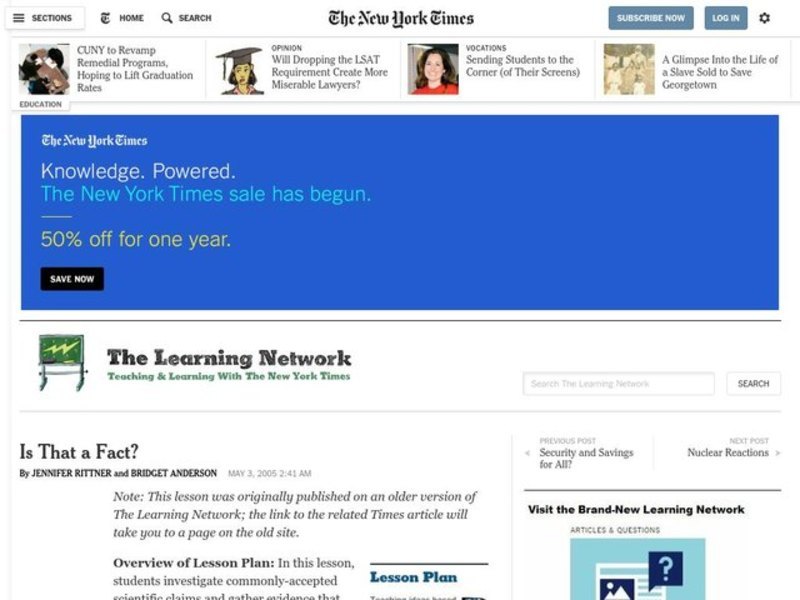 Is That a Fact? Lesson Plan