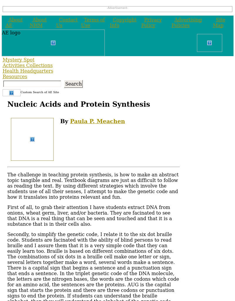 Nucleic Acids and Protein Synthesis Lesson Plan
