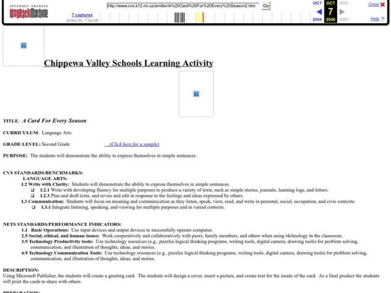 A Card For Every Season Lesson Plan