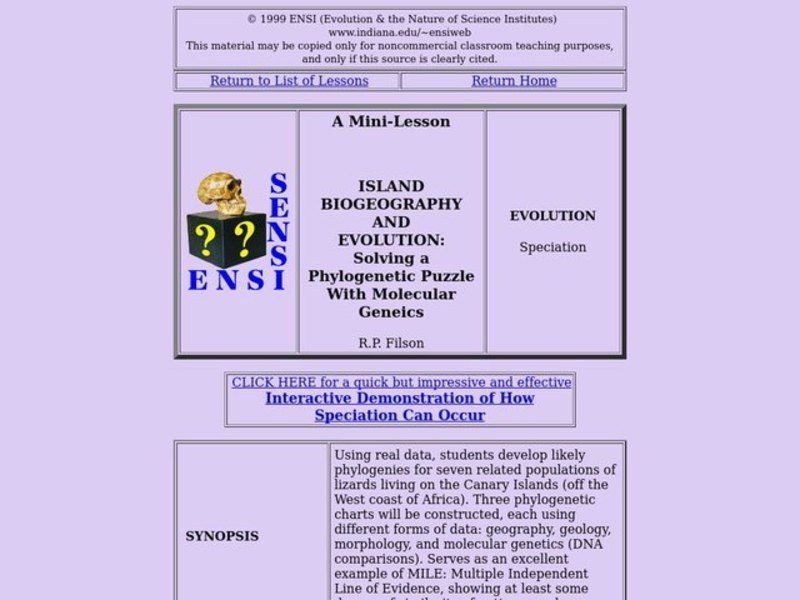 Island Biogeography and Evolution Lesson Plan