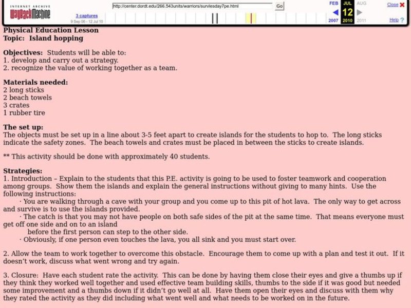 Island Hopping Lesson Plan