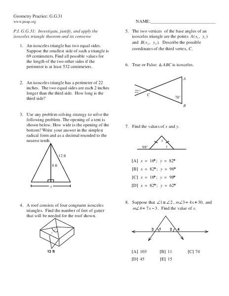 Isosceles Triangle Theorem Lesson Plan