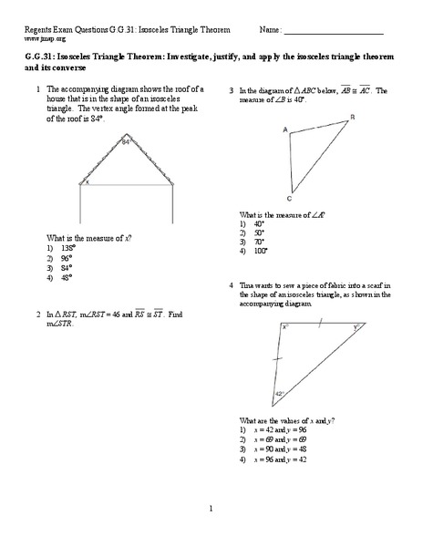 Isosceles Triangle Theorem Lesson Plan