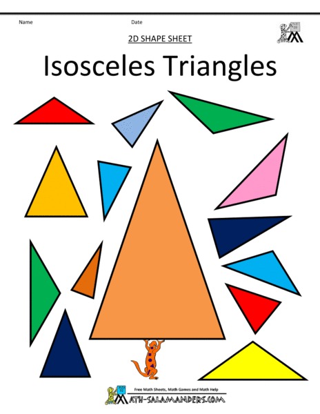 2D Shape Sheet Isosceles Triangles Worksheet