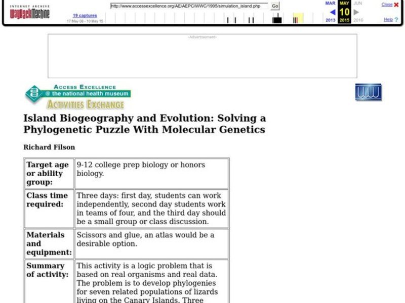 Island Biogeography and Evolution Lesson Plan