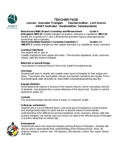 Isosceles Triangles Lesson Plan