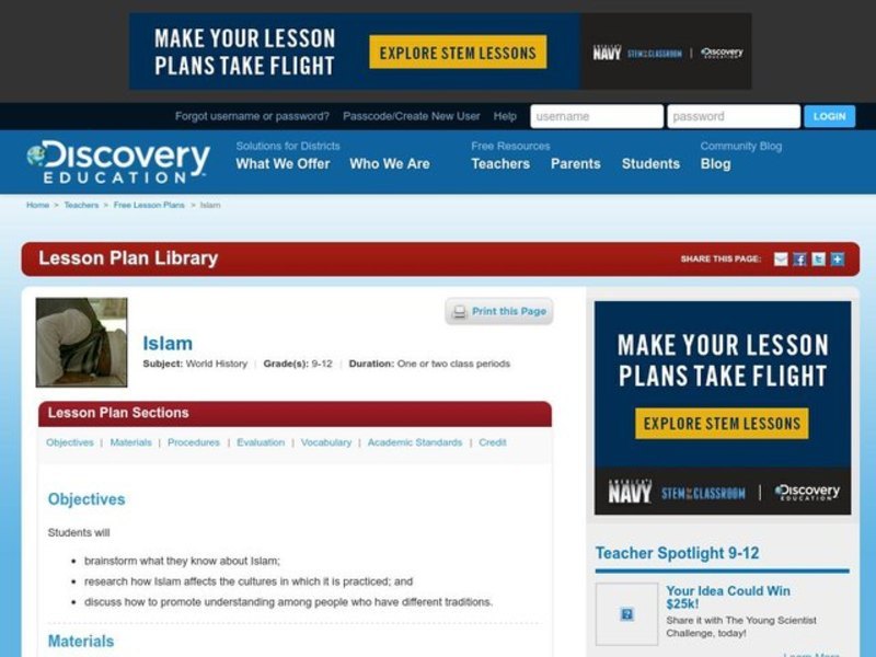 Islam Lesson Plan