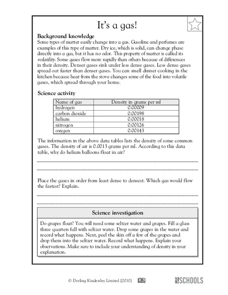 It's A Gas! Worksheet