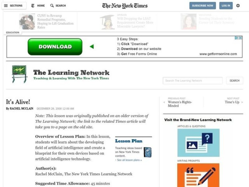 It's Alive! Lesson Plan