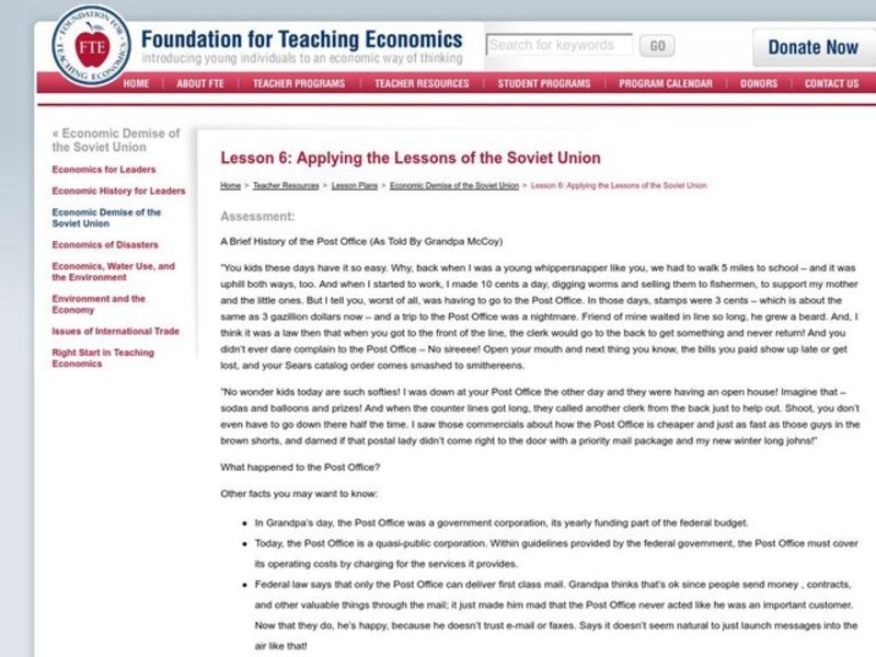 Applying the Lessons of the Soviet Union Lesson Plan