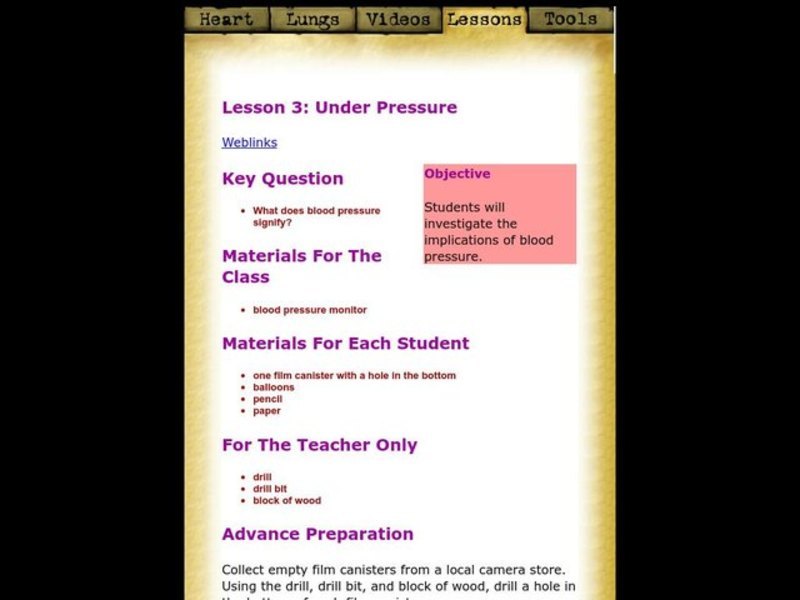 Under Pressure Lesson Plan