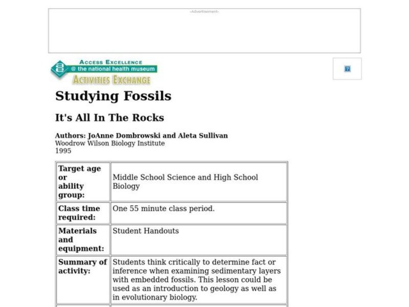 It's All in the Rocks Lesson Plan