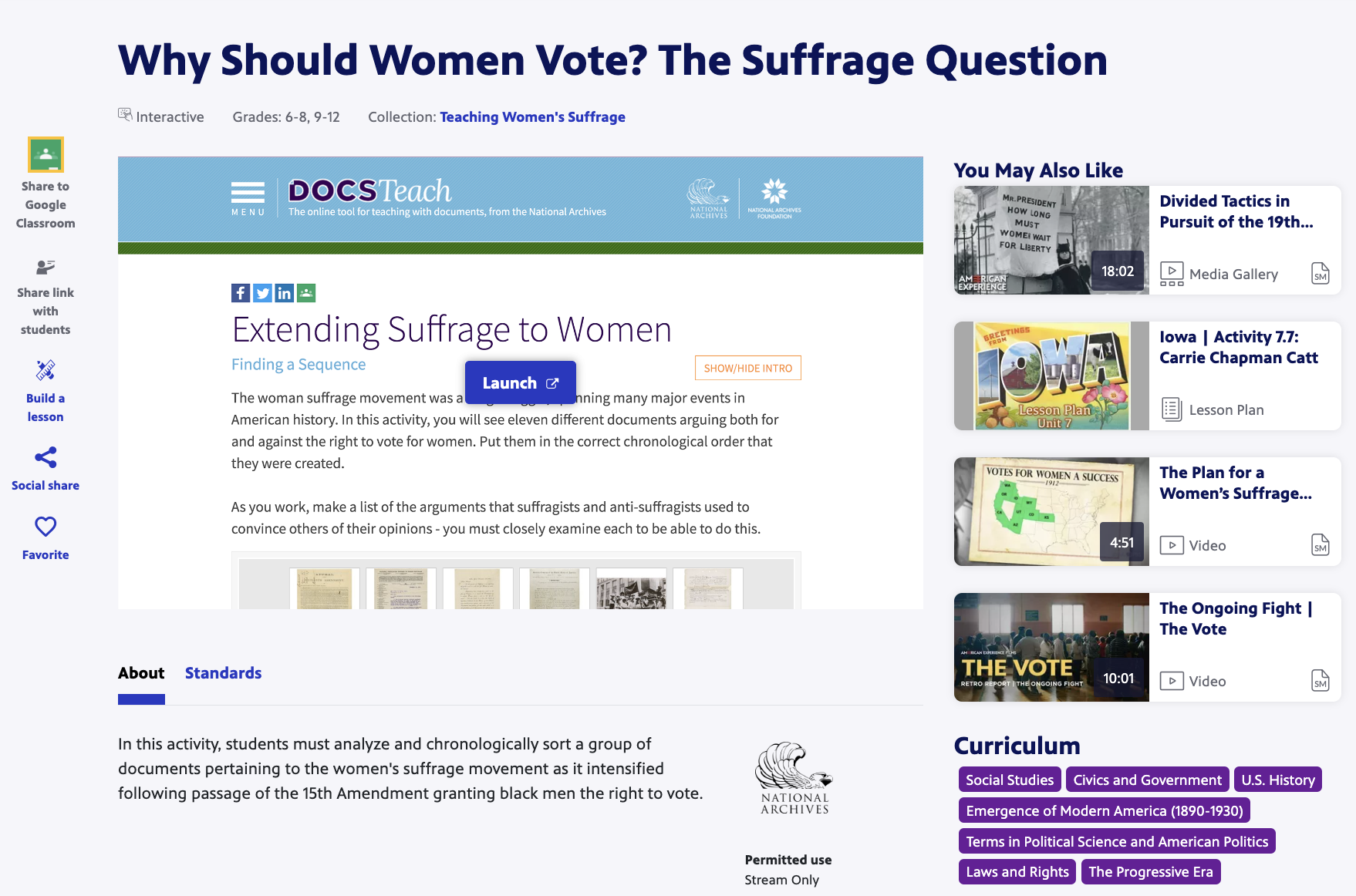 Why Should Women Vote? The Suffrage Question Interactive