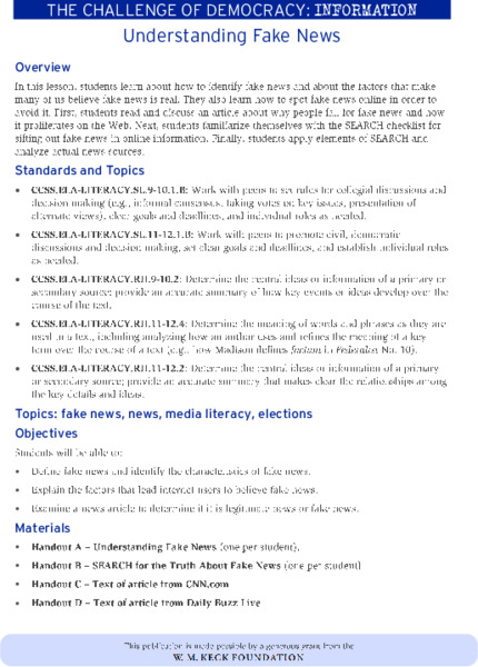 Understanding Fake News Lesson Plan
