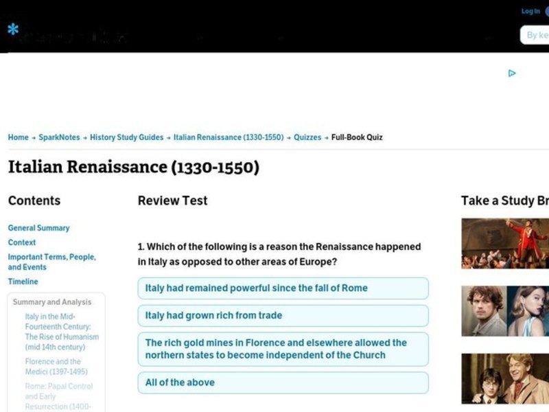 Italian Renaissance (1330-1550)      Interactive
