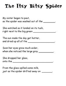 Itsy Bitsy Spider Worksheet