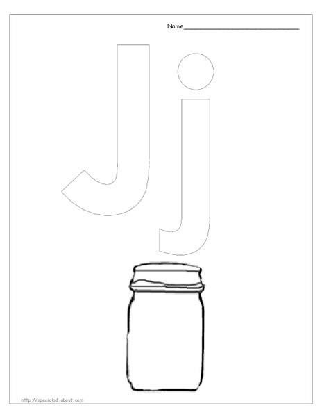 J is for Jar Worksheet