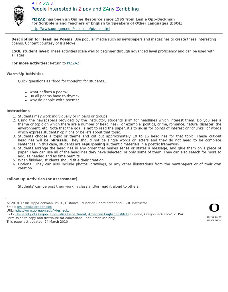 Headline Poems Lesson Plan