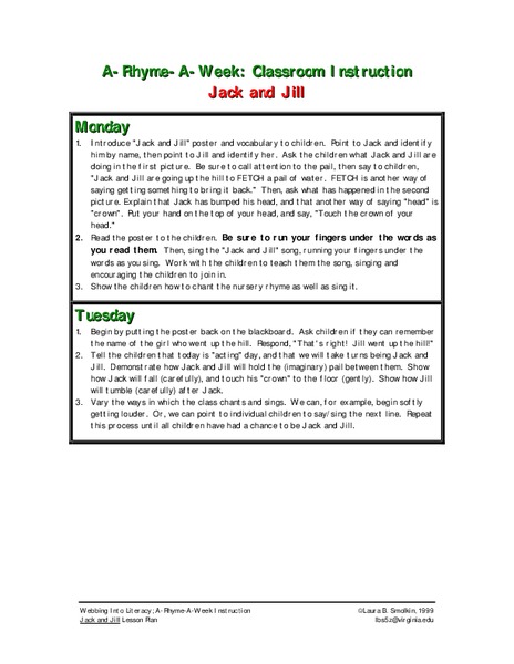 Jack And Jill Lesson Plan