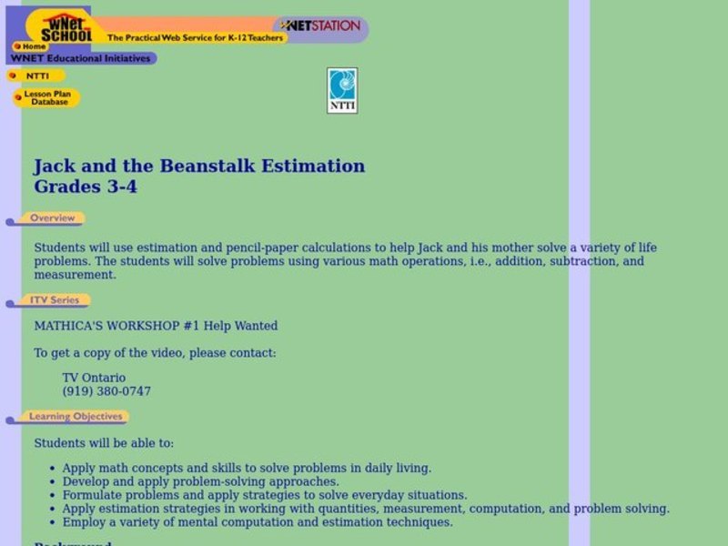 Jack and the Beanstalk Estimation Lesson Plan