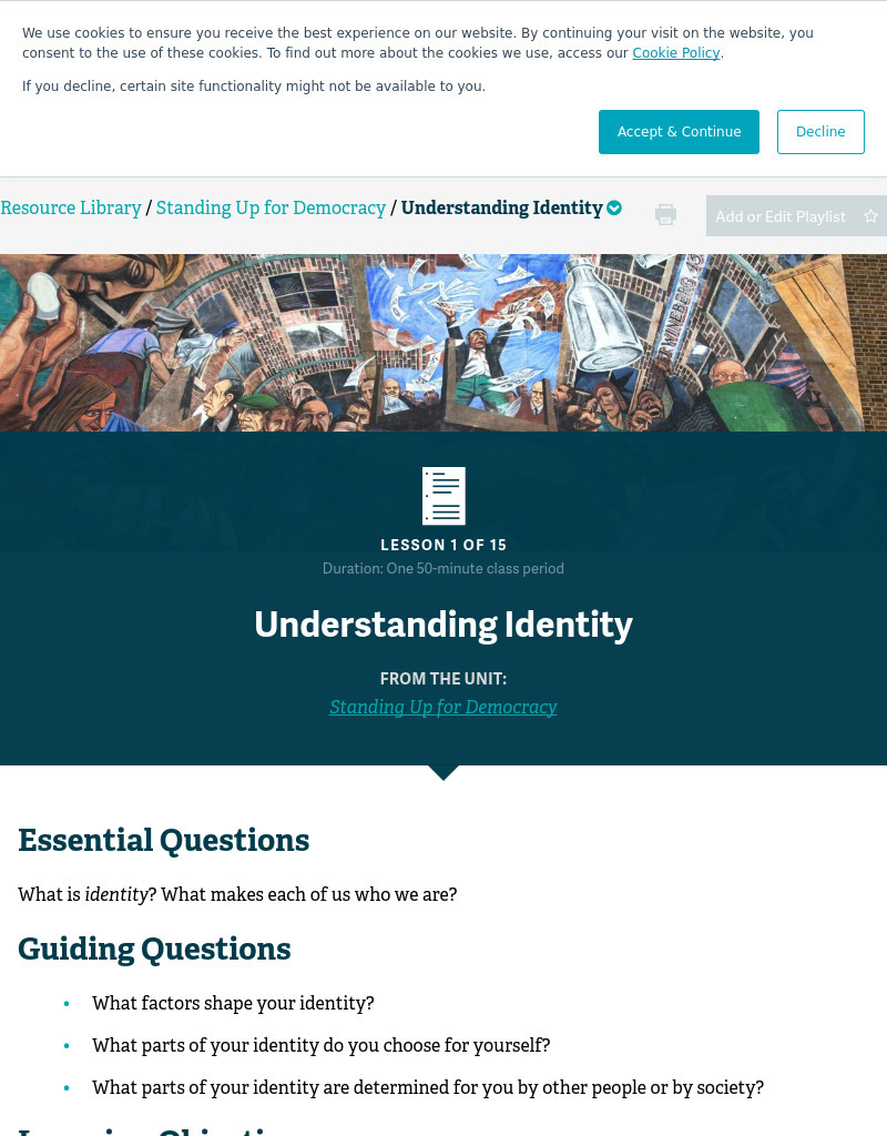 Understanding Identity Lesson Plan