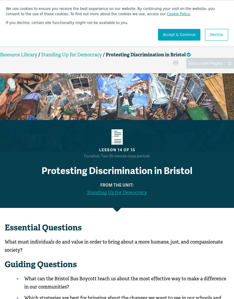 Protesting Discrimination in Bristol Lesson Plan