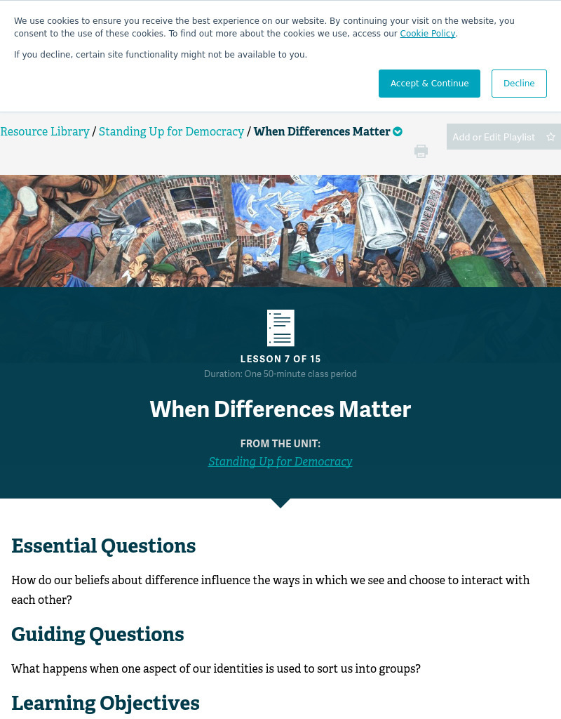 When Differences Matter Lesson Plan