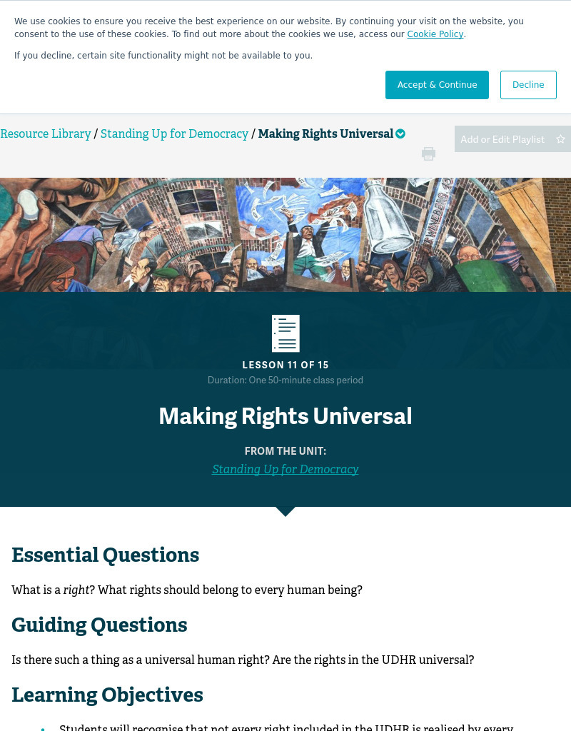 Making Rights Universal Lesson Plan
