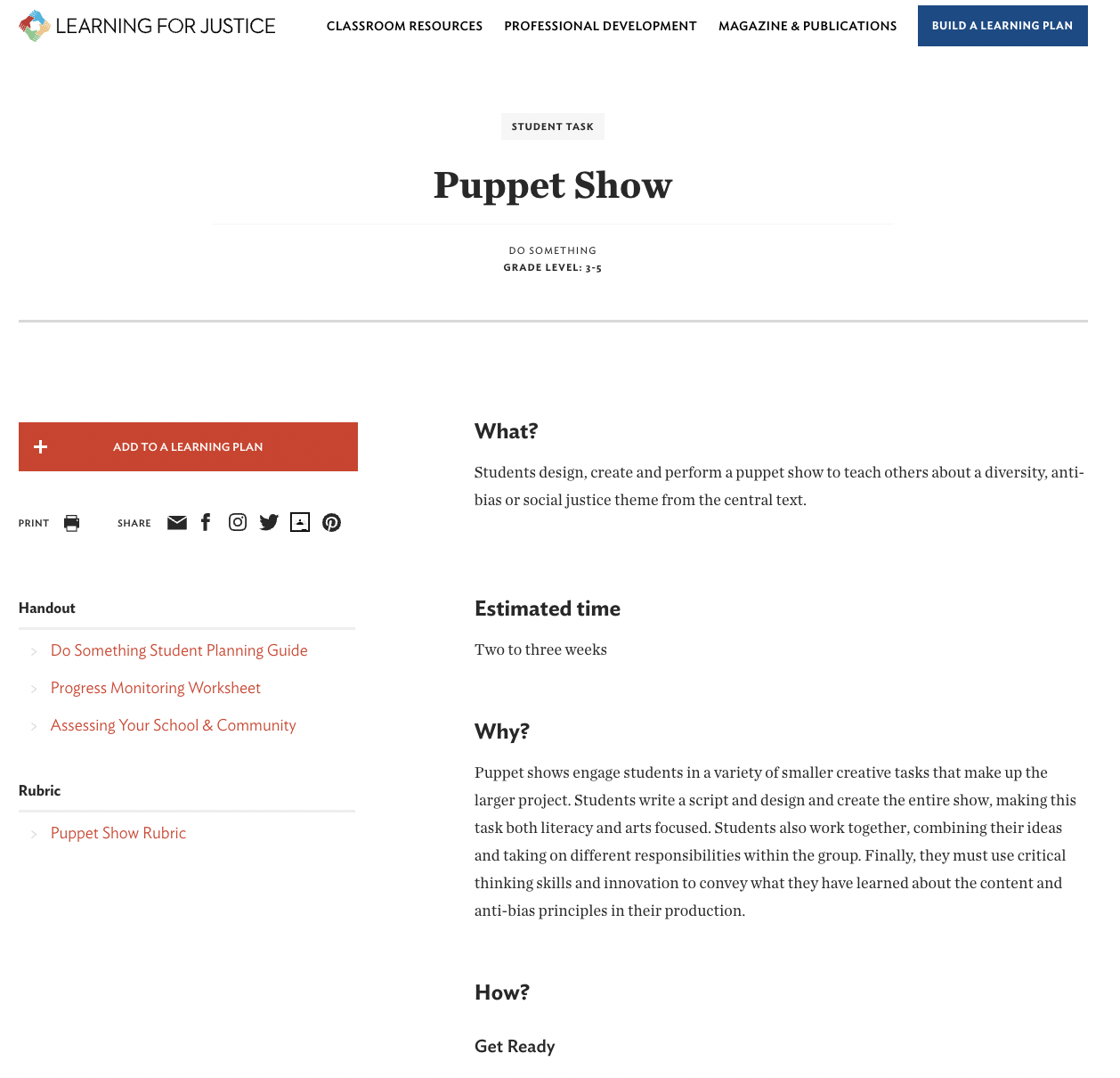 Puppet Show Activity