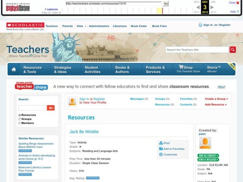 Jack Be Nimble Lesson Plan