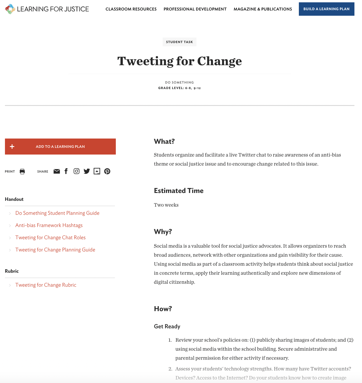 Tweeting for Change Activity