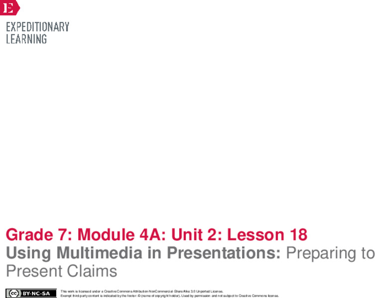 Using Multimedia in Presentations: Preparing to Present Claims Lesson Plan